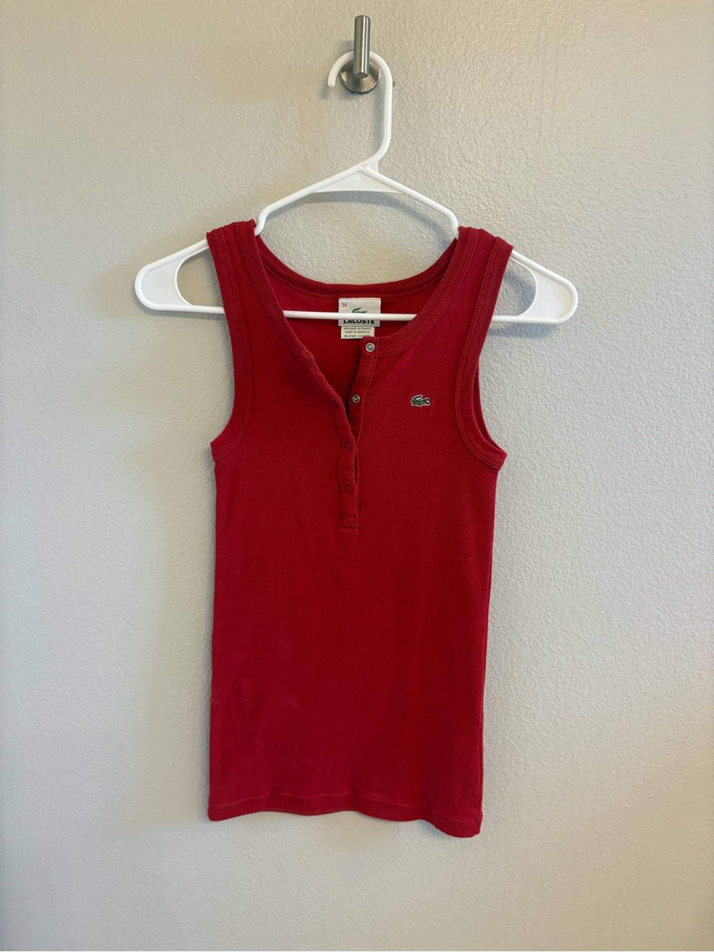 Lacoste Scarlet Snap-Front Ribbed Tank